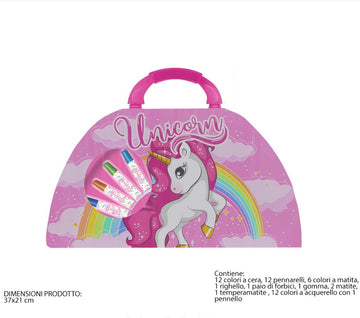 Unicorno- valigetta colori con manico 50 pezzi