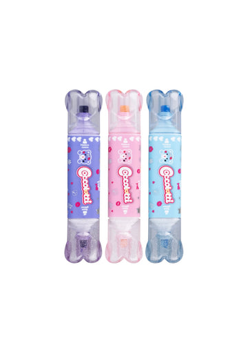 Coccolotti- Set 3 evidenziatori glitterati con timbro