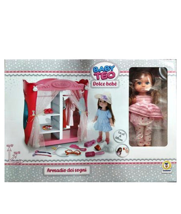 Baby Teo- Bambola con armadio, accessori e set bellezza