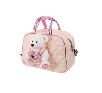 Perletti- borsone sport/ viaggio Pink con orsetto Heart rimovibile