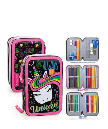 JULIAN ROSS- ASTUCCIO 3 ZIP COMPLETO UNICORN NERO