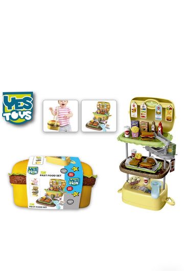 Yes Toys- Set fast food 3 piani con accessori e tracolla inclusi