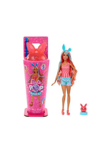Barbie- Pop reveal animal party coniglietto con accessori e slime