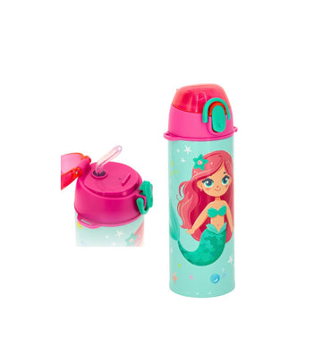 Julian Ross- Borraccia con cannuccia termica 500ml sirena Glitter