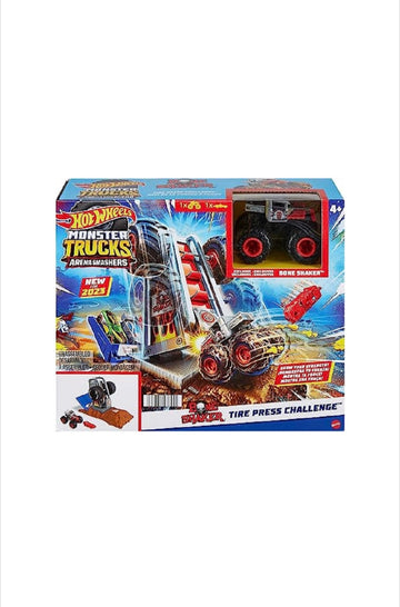 Hotwheels- Monster truck arena smashers tire press challenge bone shaker