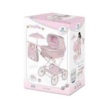 Sophie- Carrozzina per bambole con ombrello e borsa inclusa alto 105cm