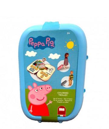 Peppa Pig- Trolley con timbri e set disegno