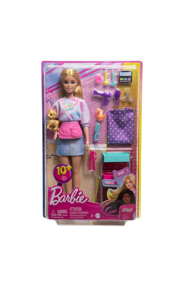 Barbie- Malibu Stylist con cucciolo e accessori
