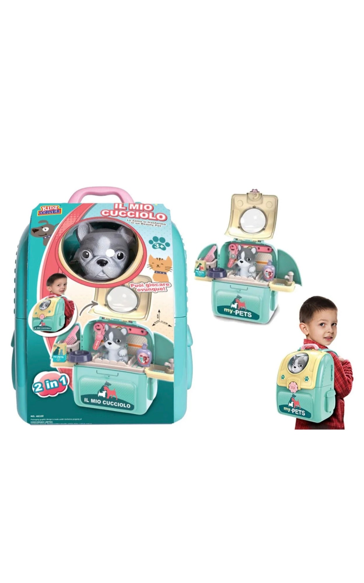 Kidz Corner- zainetto veterinario con accessori e cucciolo