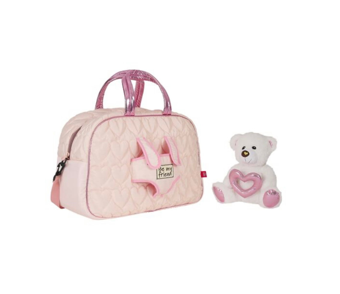 Perletti- borsone sport/ viaggio Pink con orsetto Heart rimovibile