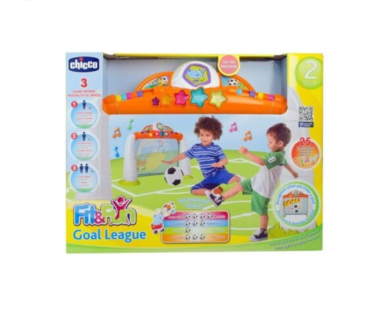 Chicco- Porta da calcio interattiva con pallone incluso