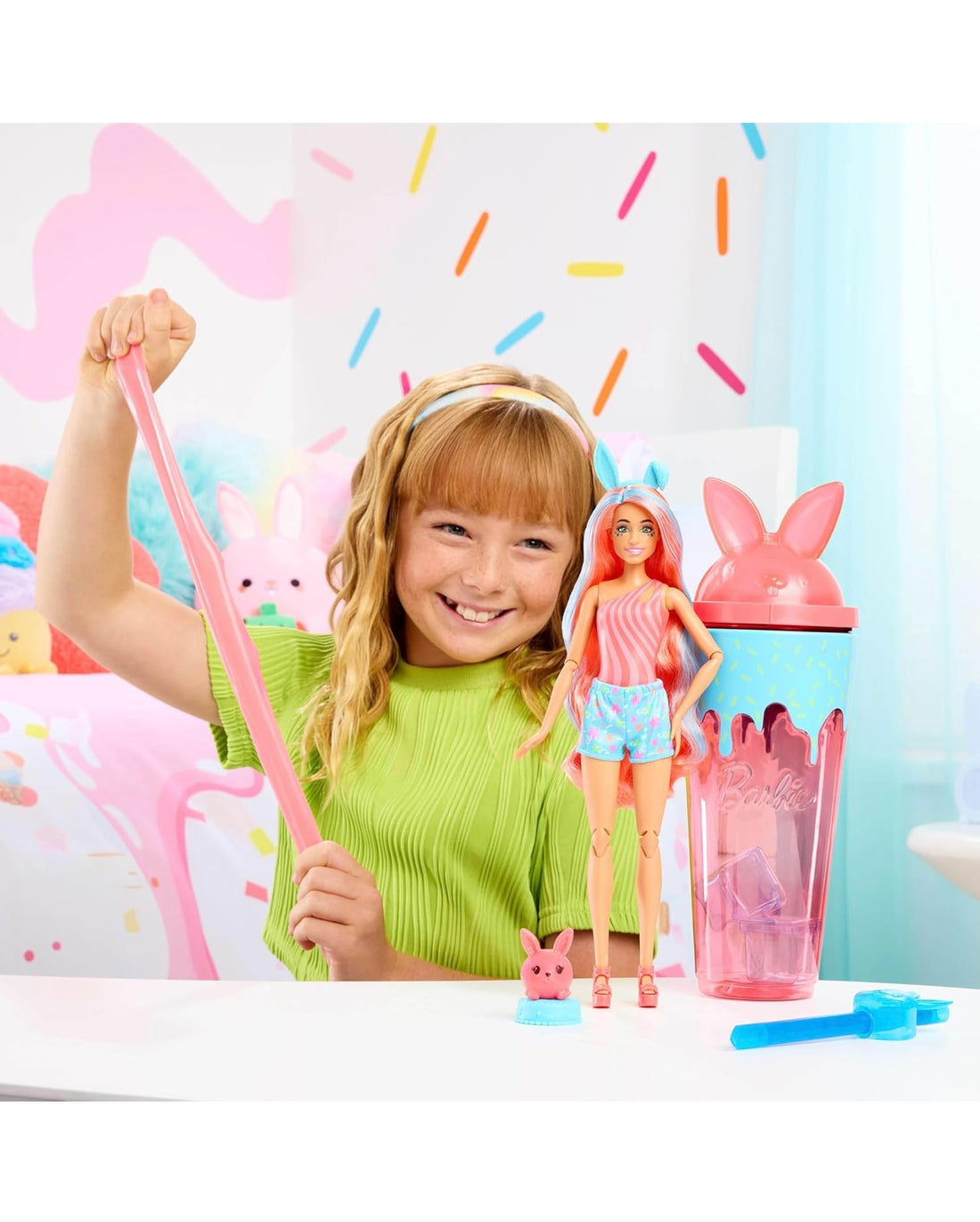 Barbie- Pop reveal animal party coniglietto con accessori e slime