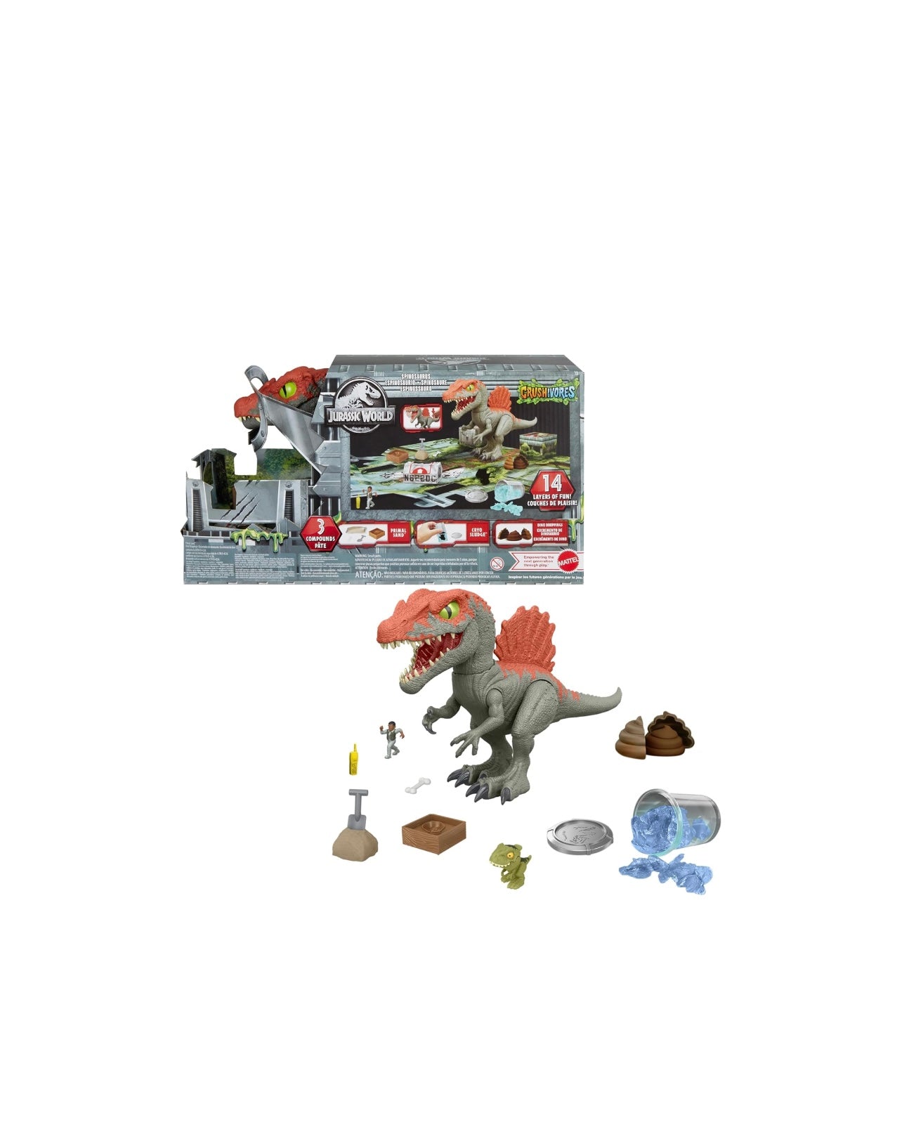 Jurassic World- Spinosauro distruggi gabbia con accessori