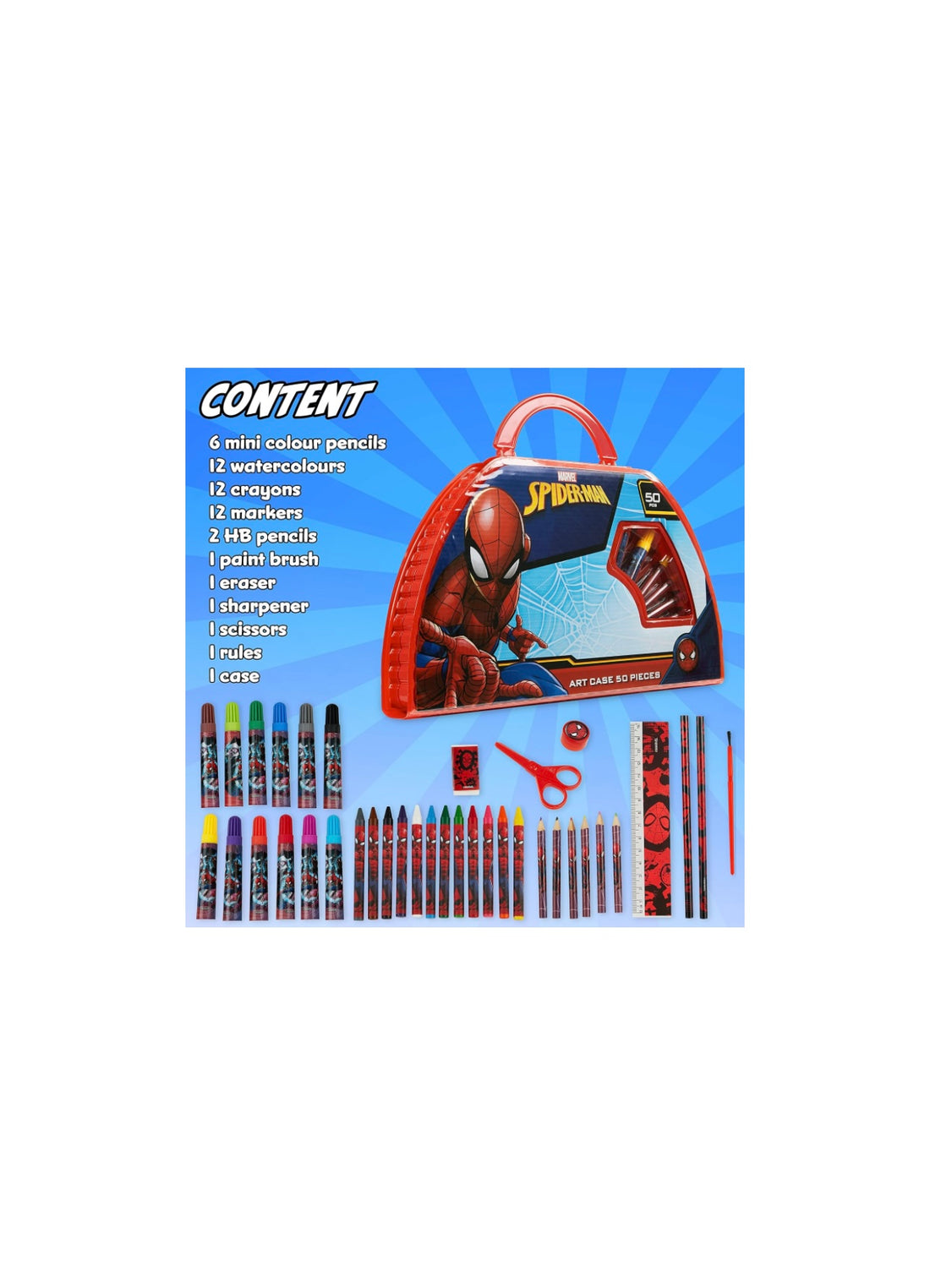 Spider Man- valigetta colori con manico 50 pezzi