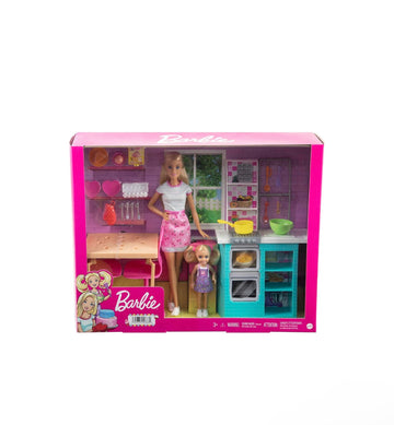 Barbie- Playset Barbie e Shelly in cucina con accessori