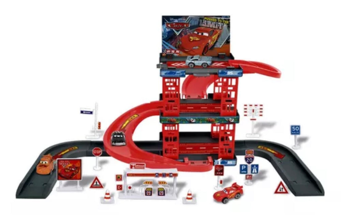 Disney Pixar- Cars 2 parcheggio multipiano con auto e accessori  inclusi