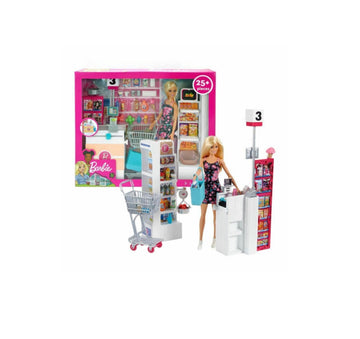 Barbie- Play set Supermercato con bambola inclusa e accessori