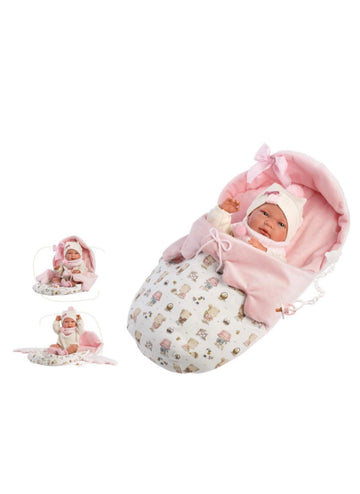 Llorens- reborn Nica 40cm con sacco nanna Pink