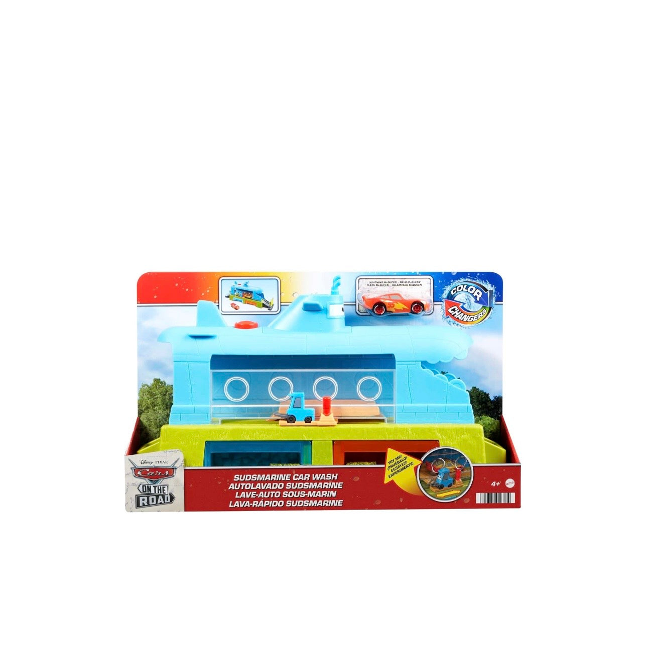 Disney Cars- Autolavaggio balena sottomarino con veicoli cambia colore