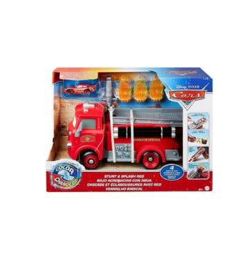 Disney Cars - Camion dei pompieri cambia colore con accessori e auto inclusa
