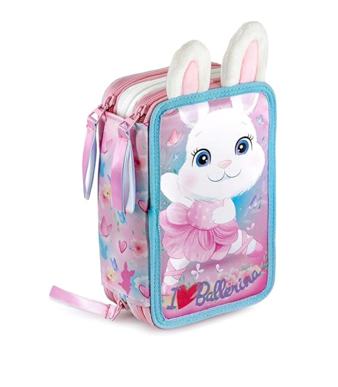 Julian Ross- Schoolpack Zaino Bunny peluche+astuccio 3 zip completo
