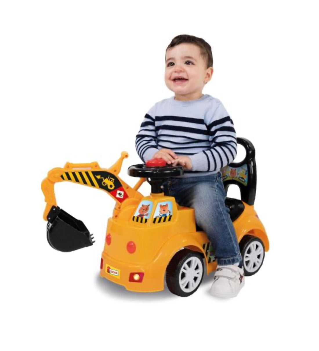 Lisciani- Corotina cavalcabile 2in1 primi passi bulldozer luci e suoni