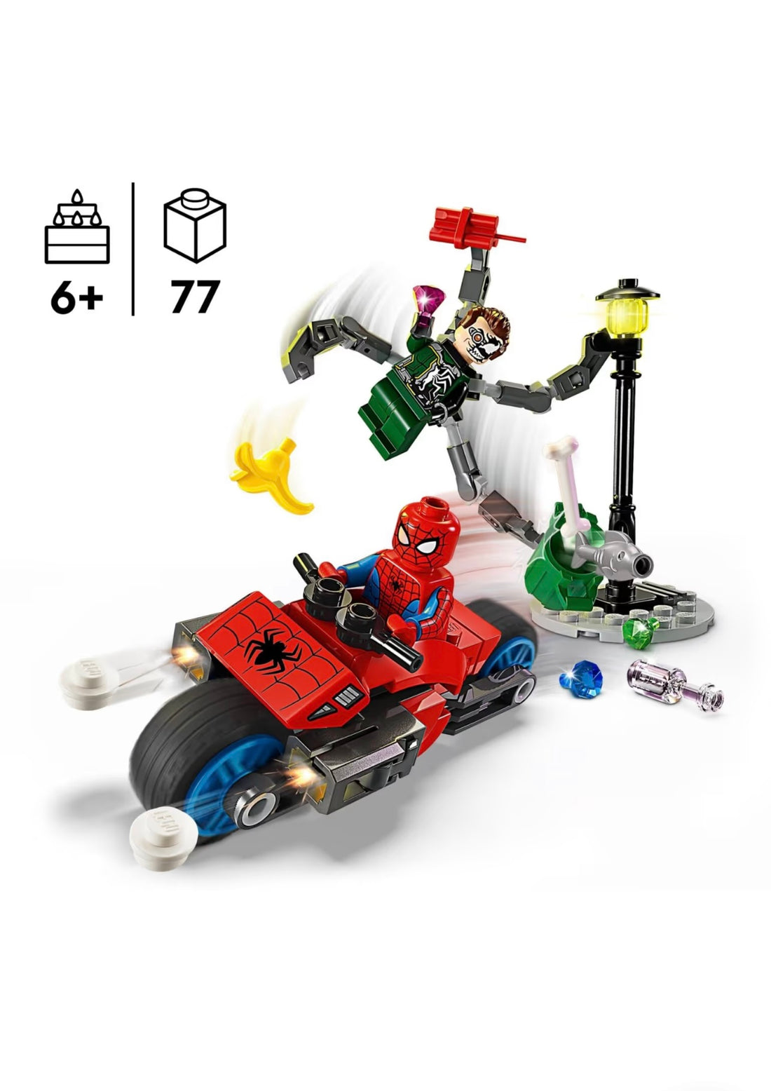 Lego- Marvel inseguimento sulla moto Spider Man vs Doc Ock