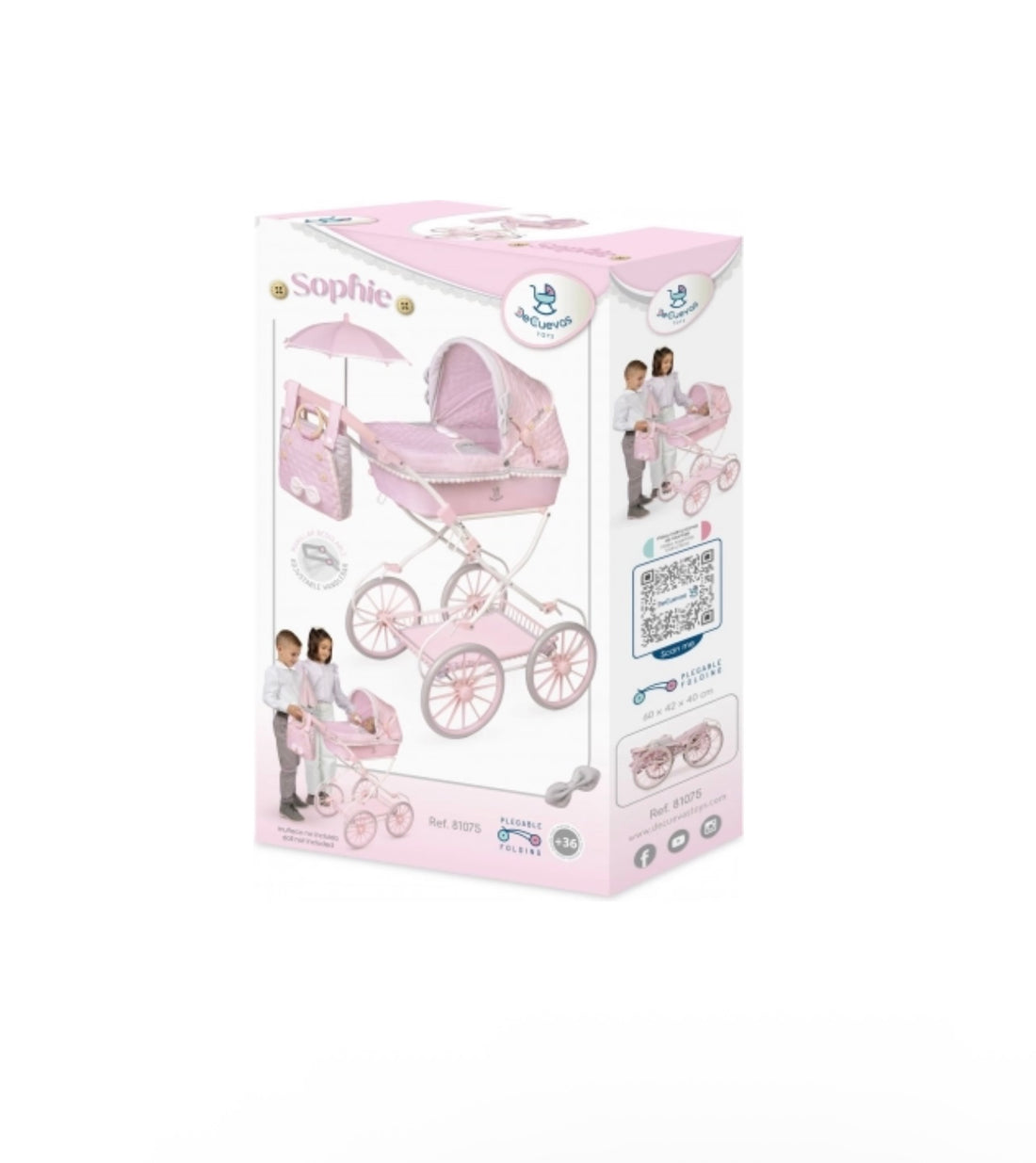 Sophie- Carrozzina per bambole convertibile con borsa e lenzuola inclusi 93cm
