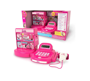 Barbie- Registratore di cassa glam  con accessori 2in1 cassa e negozio