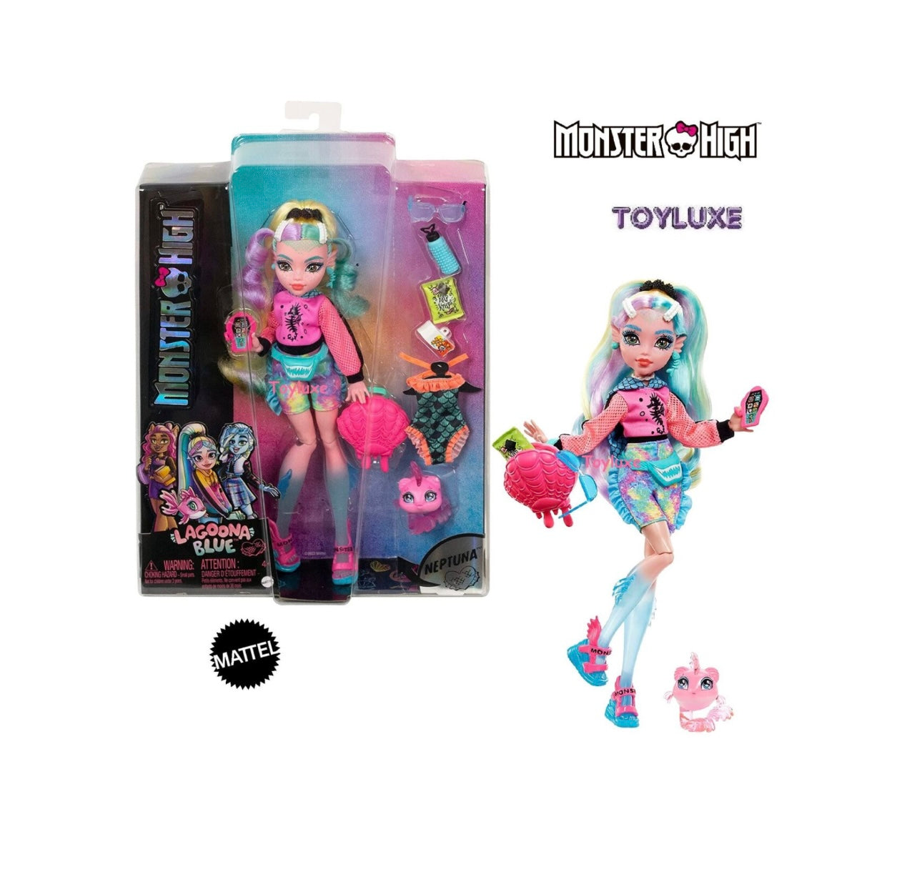 Monster High- bambola con accessori lagoona blue Neptuna