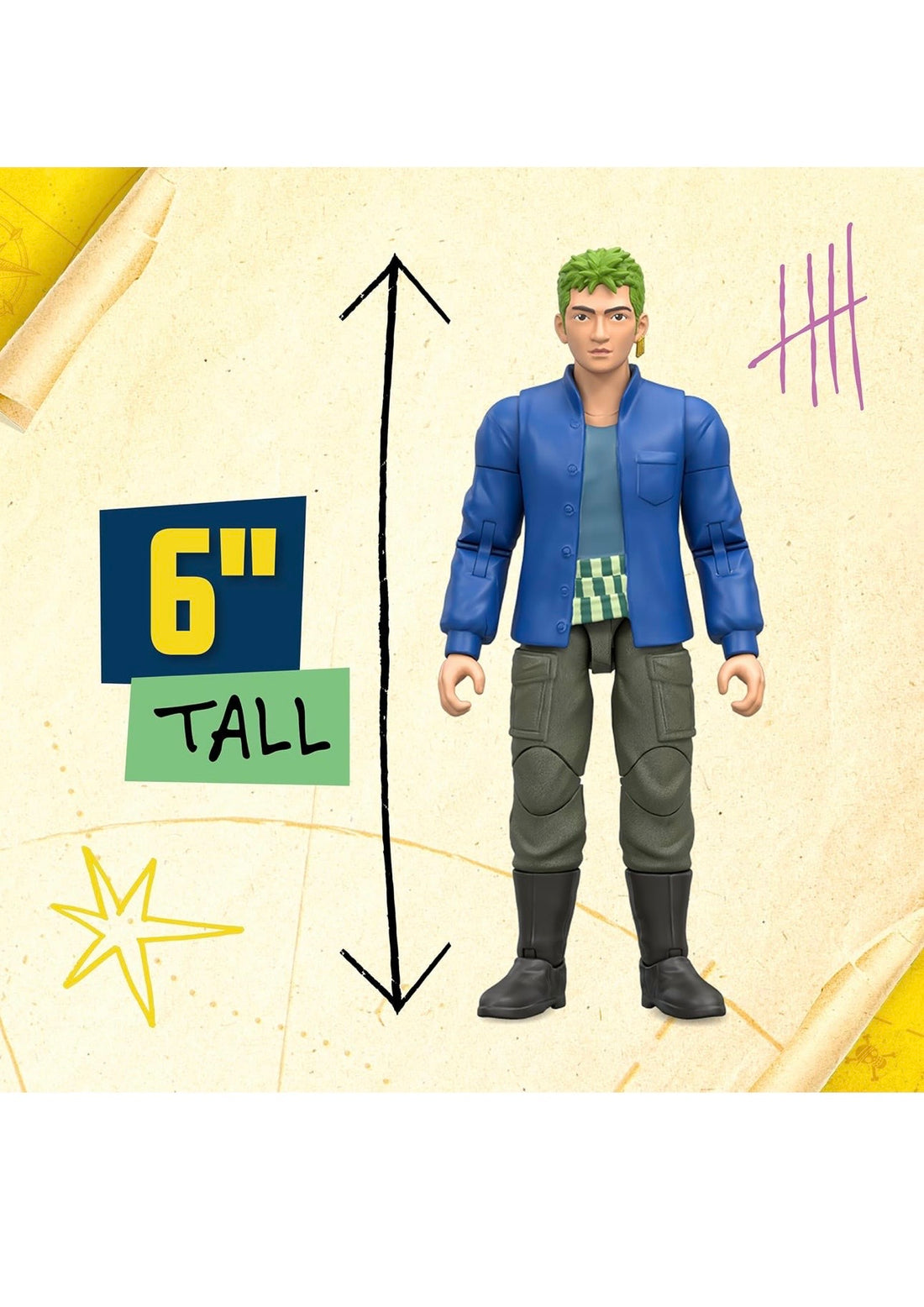 One Piece- Zoro con accessori sciabole/viso intercambiabili