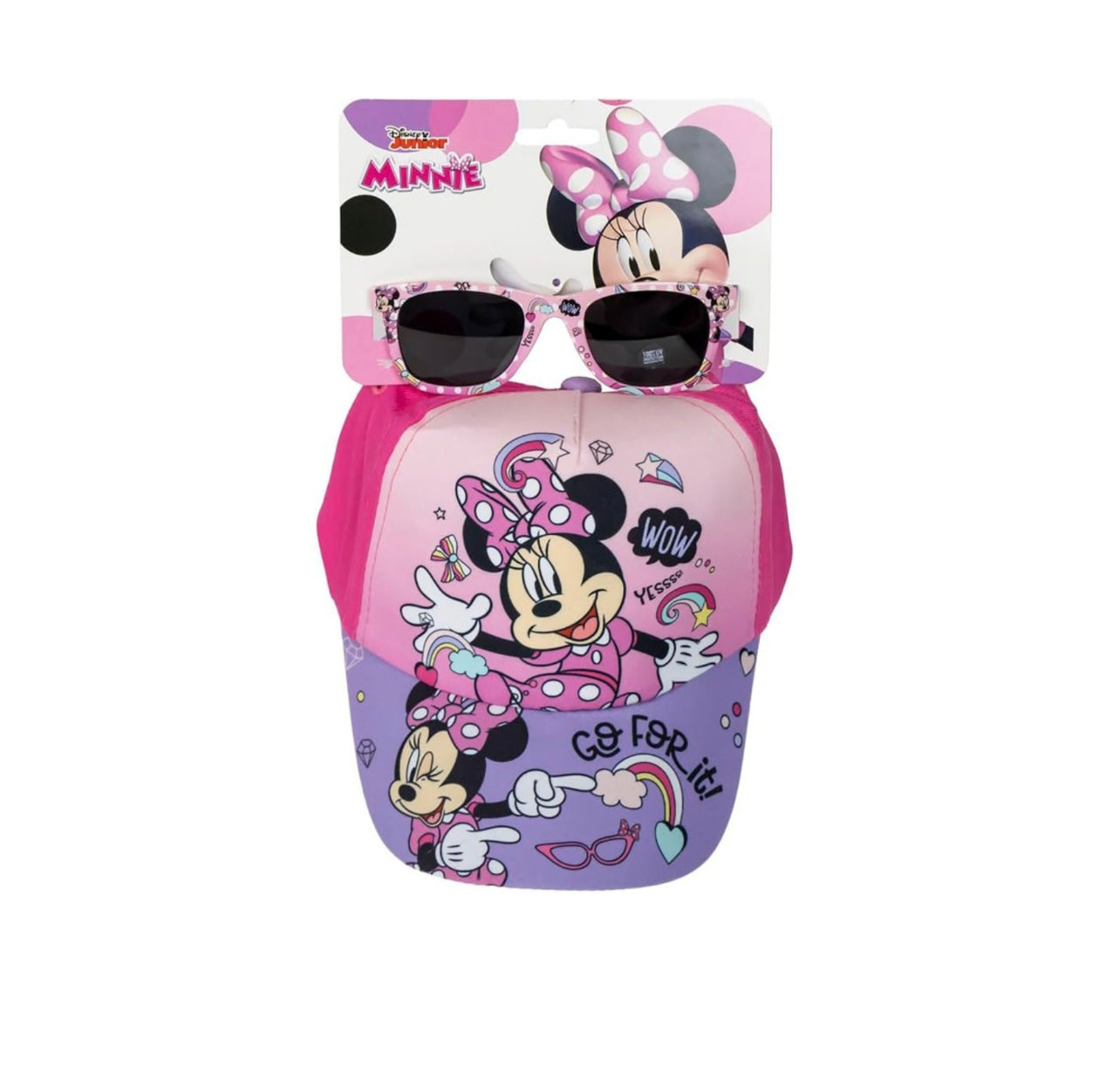 MINNIE MOUSE- SET CAPPELLO CON VISIERA E OCCHIALI DA SOLE