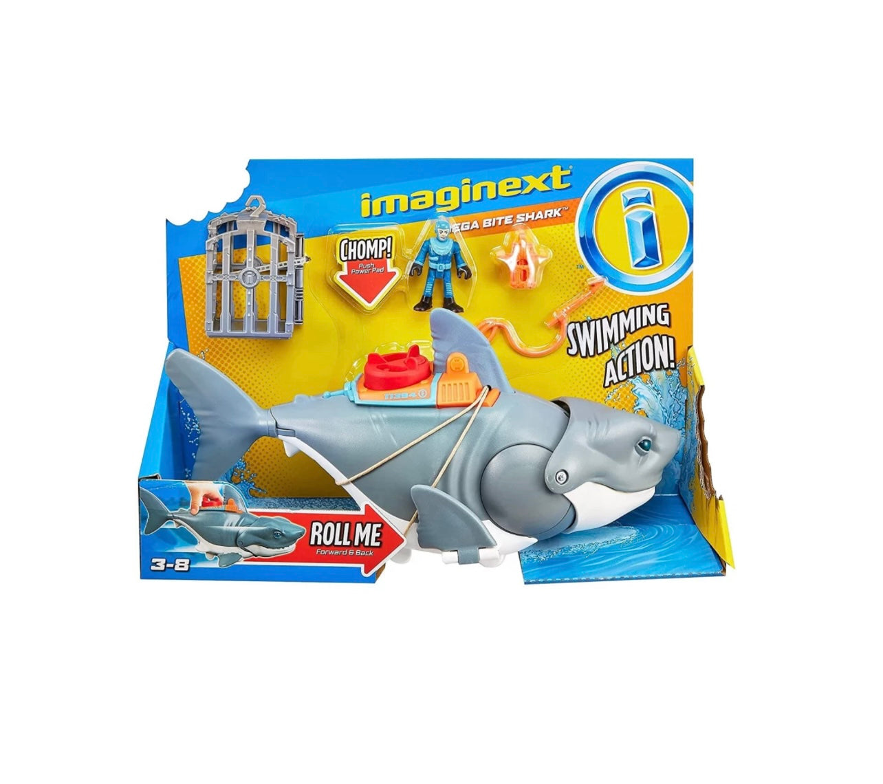 Imaginext- squalo megamorso con personaggio e accessori