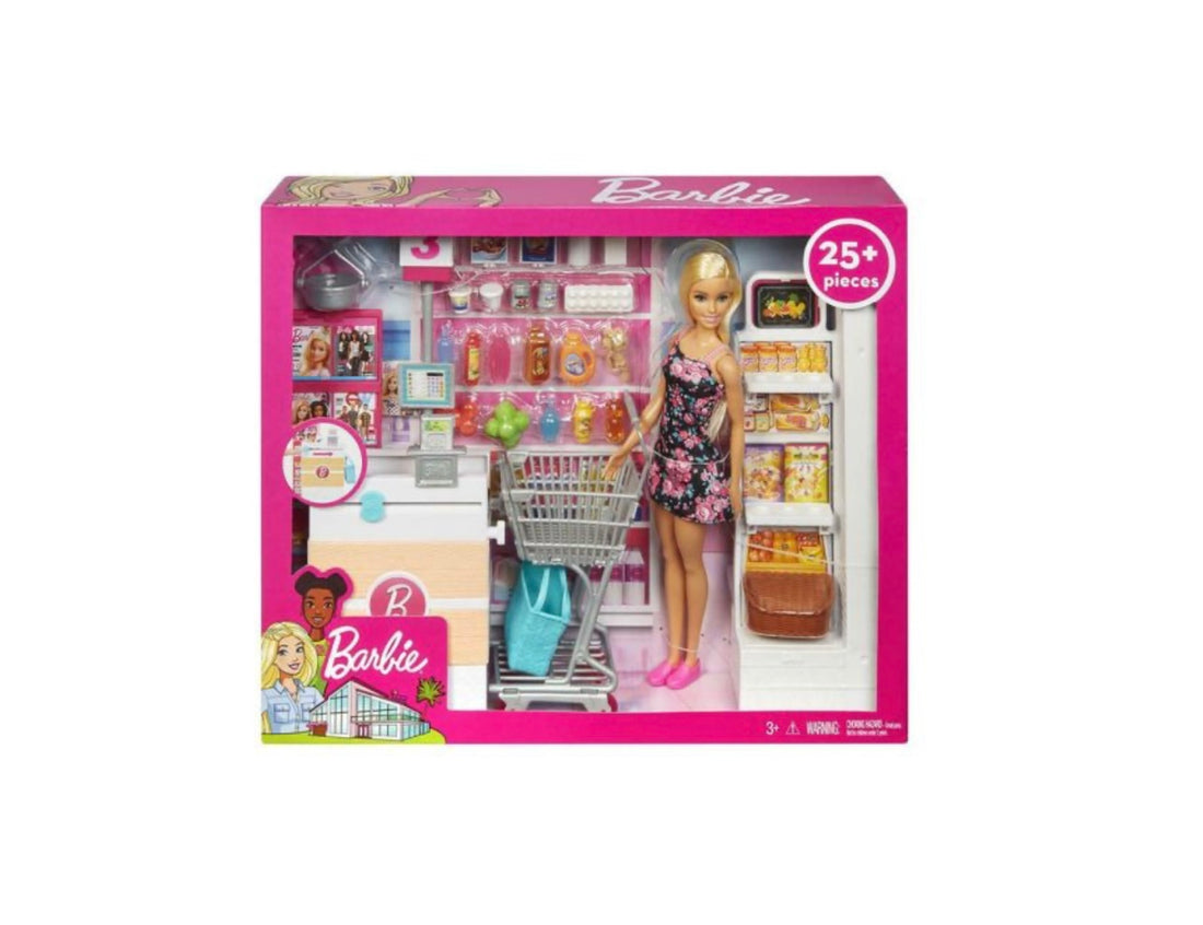 Barbie- Play set Supermercato con bambola inclusa e accessori