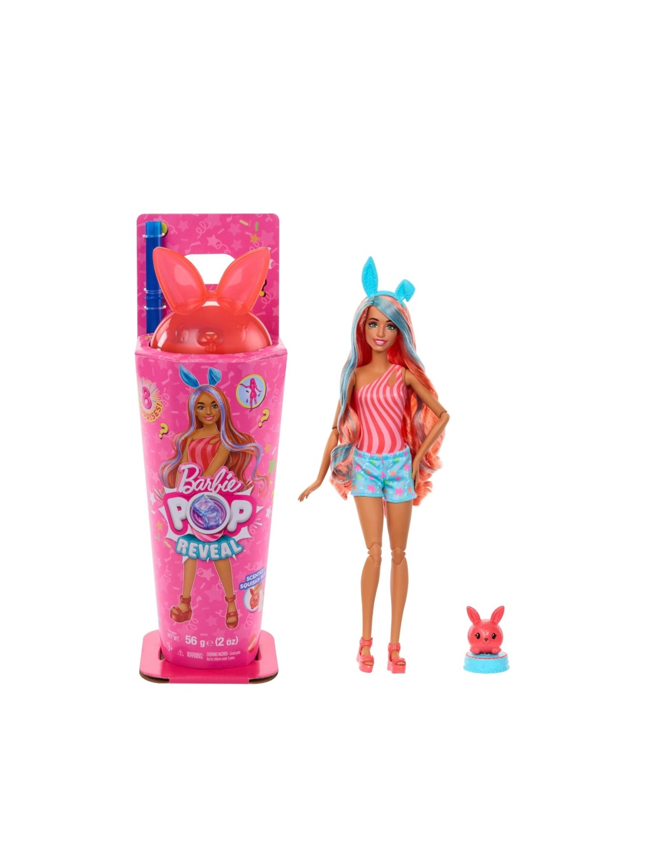 Barbie- Pop reveal animal party coniglietto con accessori e slime