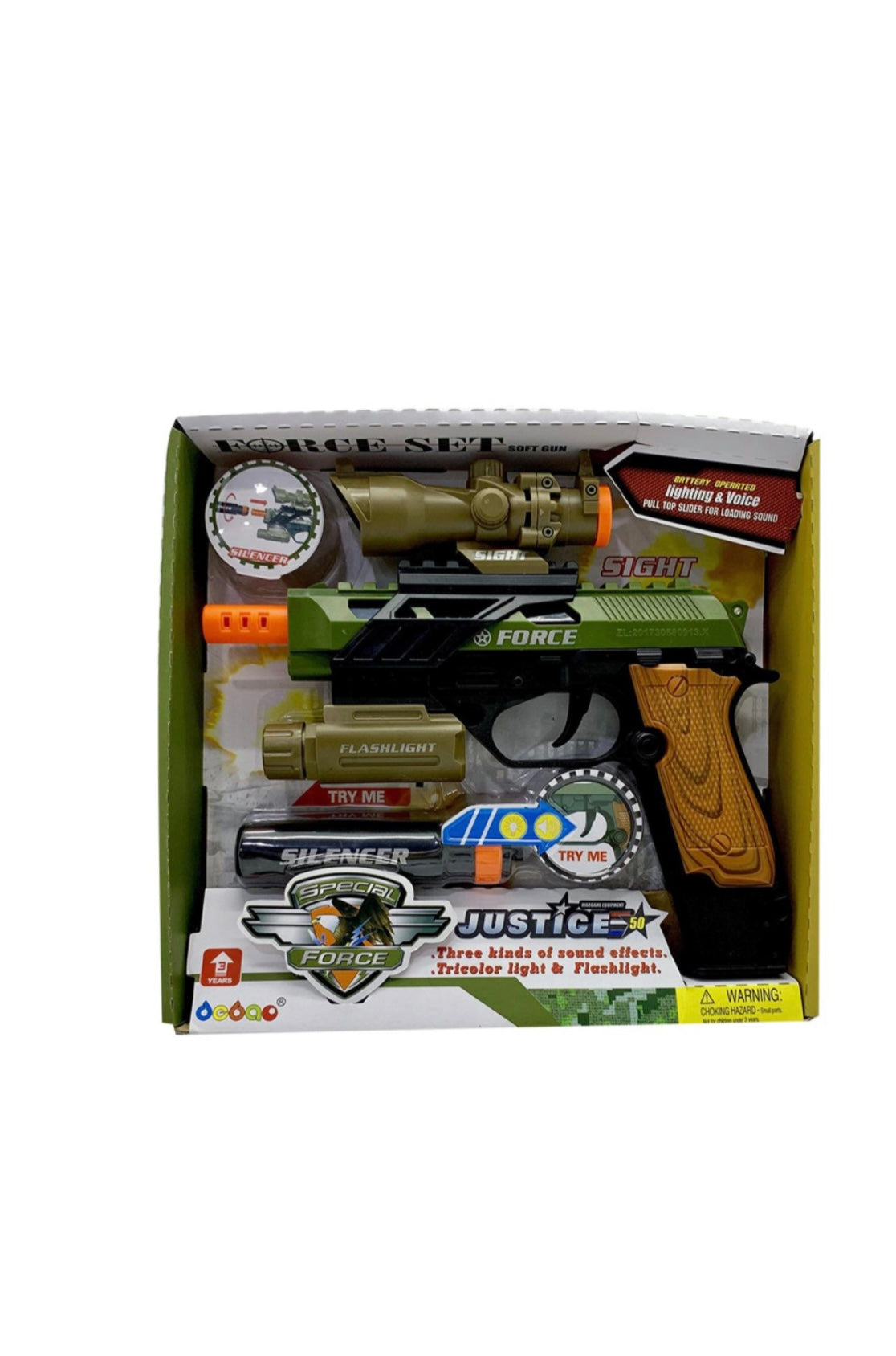 Kidz Corner- pistola giocattolo con mirino e accessori luci e suoni