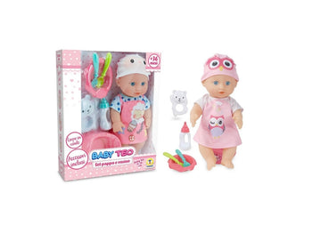 Baby Teo- Bebè con set pappa e vasino 28cm