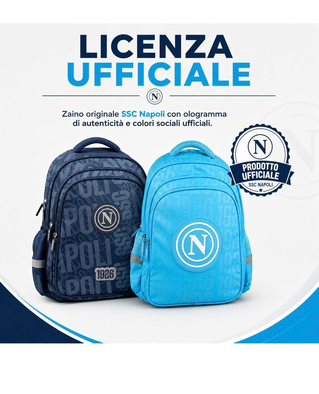 Ssc Napoli- Zaino doppio scomparto con pallone in omaggio blu 2026/27