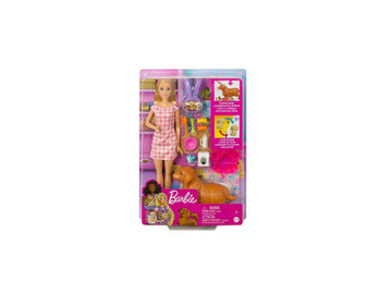 Barbie- Playset parto cuccioli appena nati con bambola inclusa