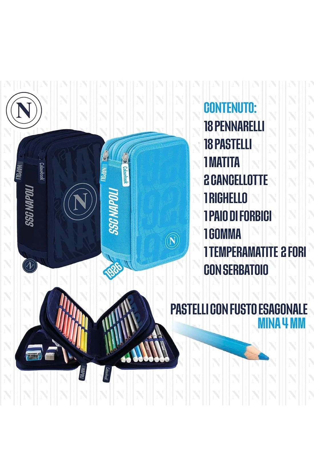 Ssc Napoli- Astuccio 3 zip completo blu 2026/27