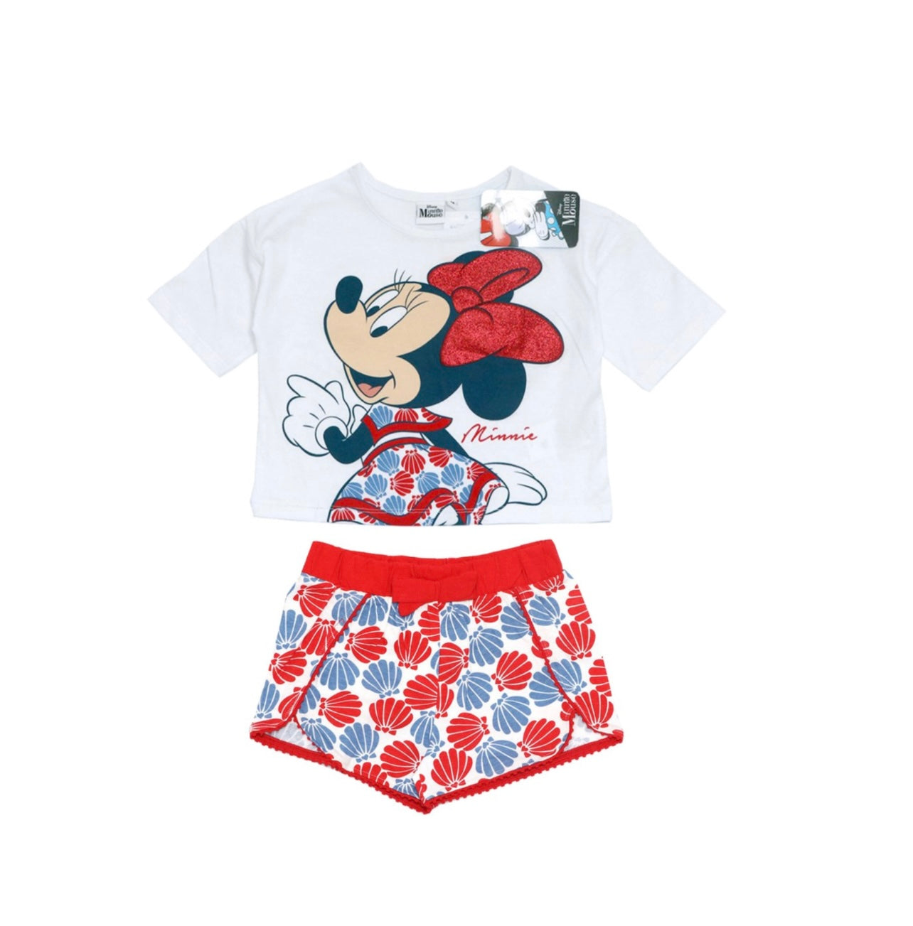 MINNIE MOUSE- COORDINATO FIOCCO GLITTER COTONE