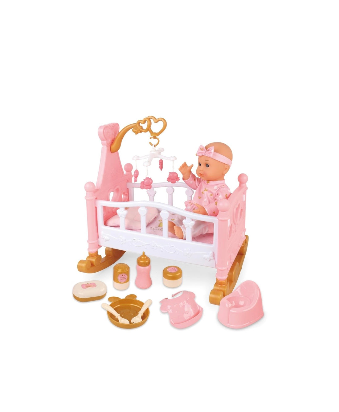 Baby Teo- Il mio primo bebè con culla e accessori inclusi beve e fa pipì