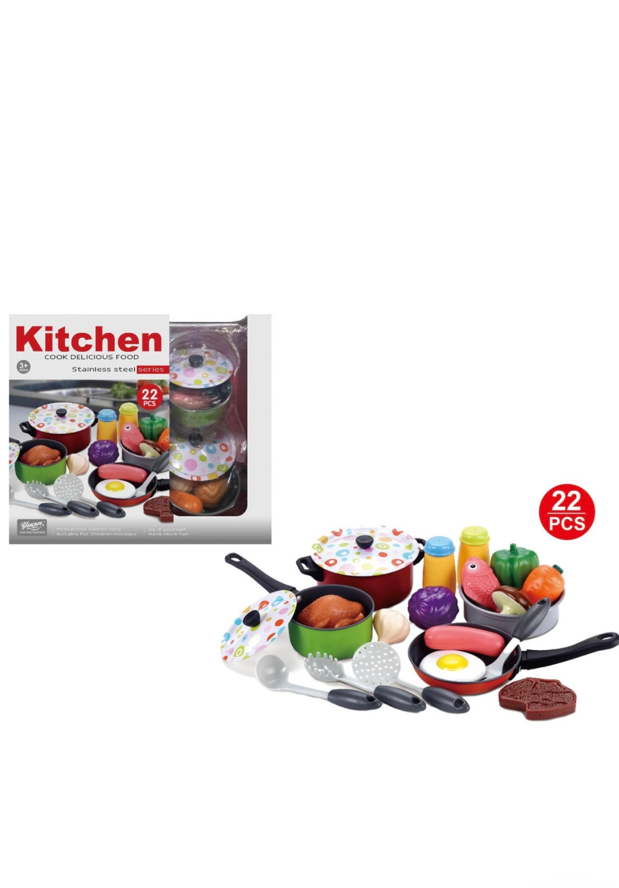 Kidz Corner- Pentole acciaio fantasia con accessori 22 pezzi