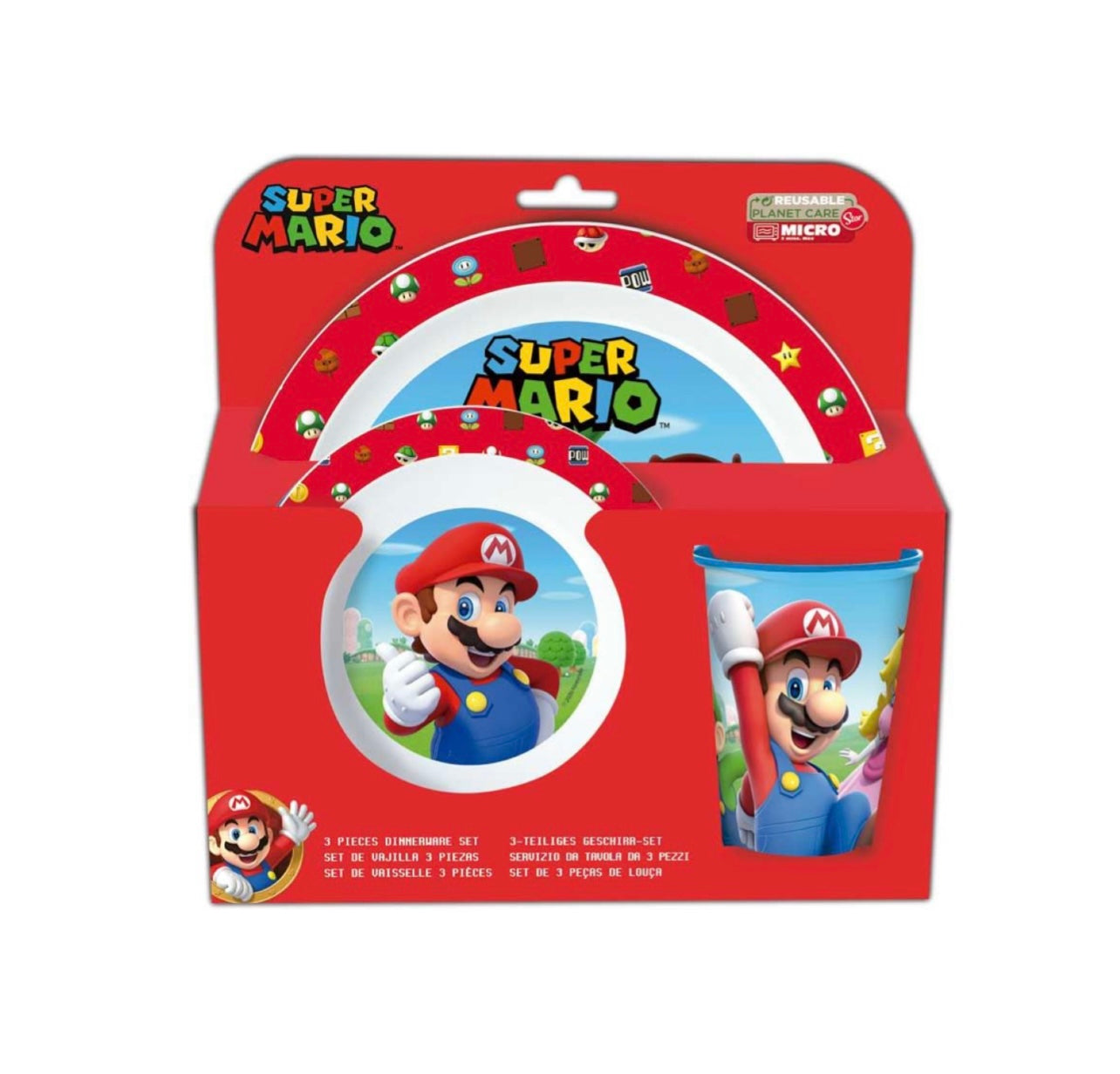 Super Mario- set pappa 3 pezzi