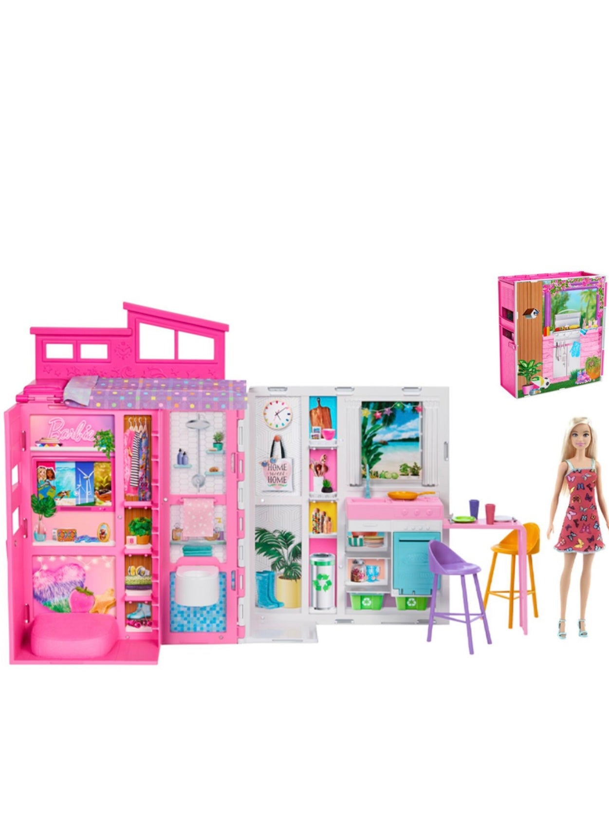 Barbie- casa eco con bambola e accessori