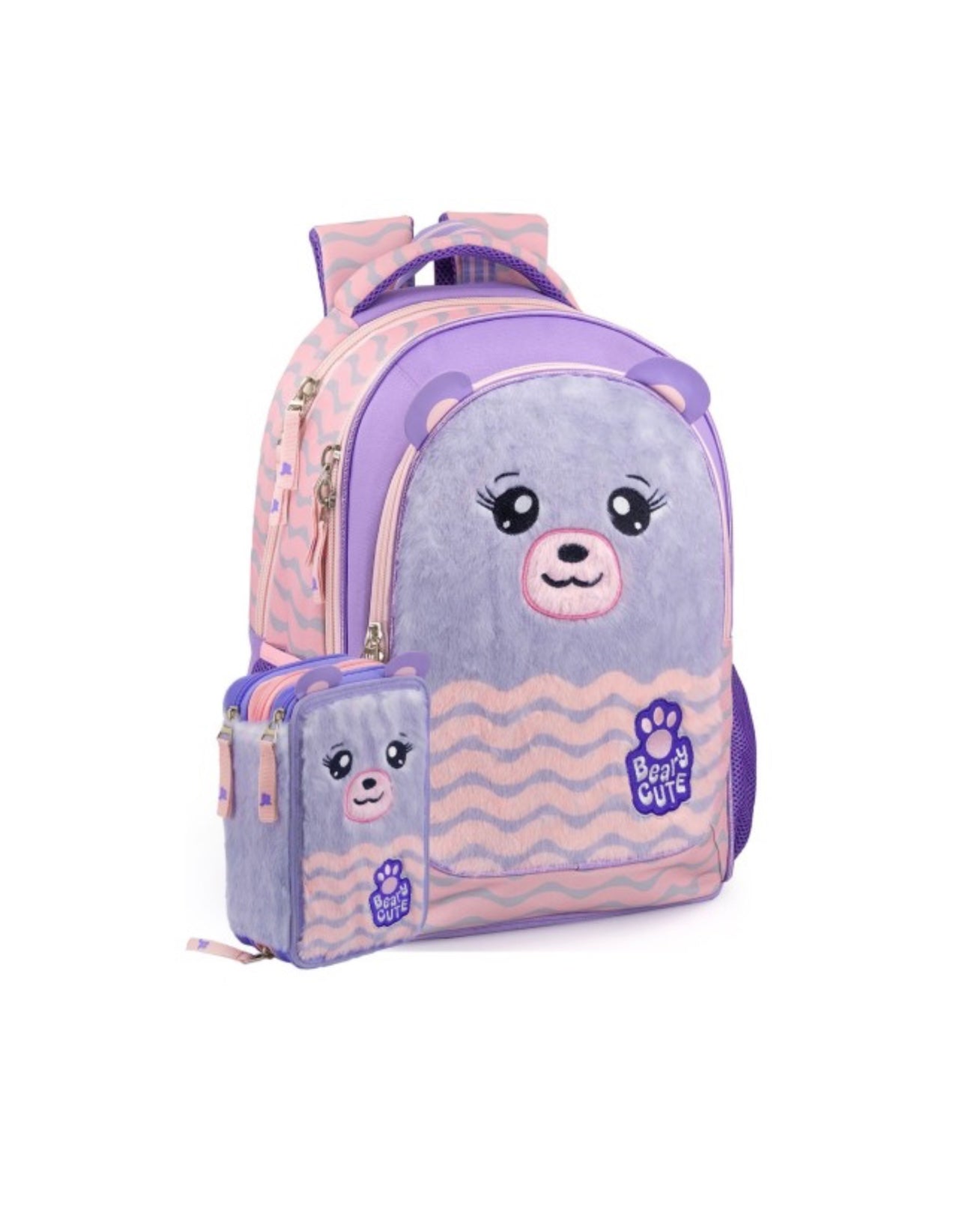 Julian Ross- Schoolpack Zaino Bear peluche+astuccio 3 zip completo