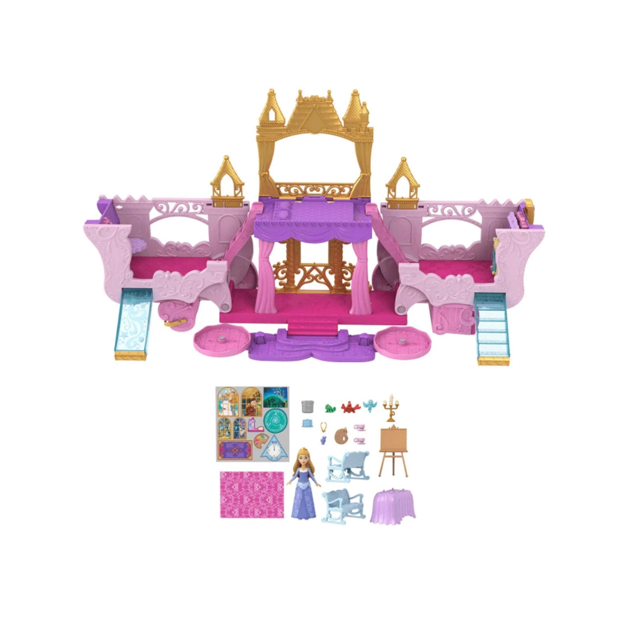 Disney Princess- Carrozza castello 2in1 Playset trasformabile con personaggio e accessori inclusi