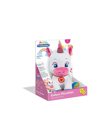 Baby Clementoni- peluche Scintilla  unicorno canta e brilla interattiva