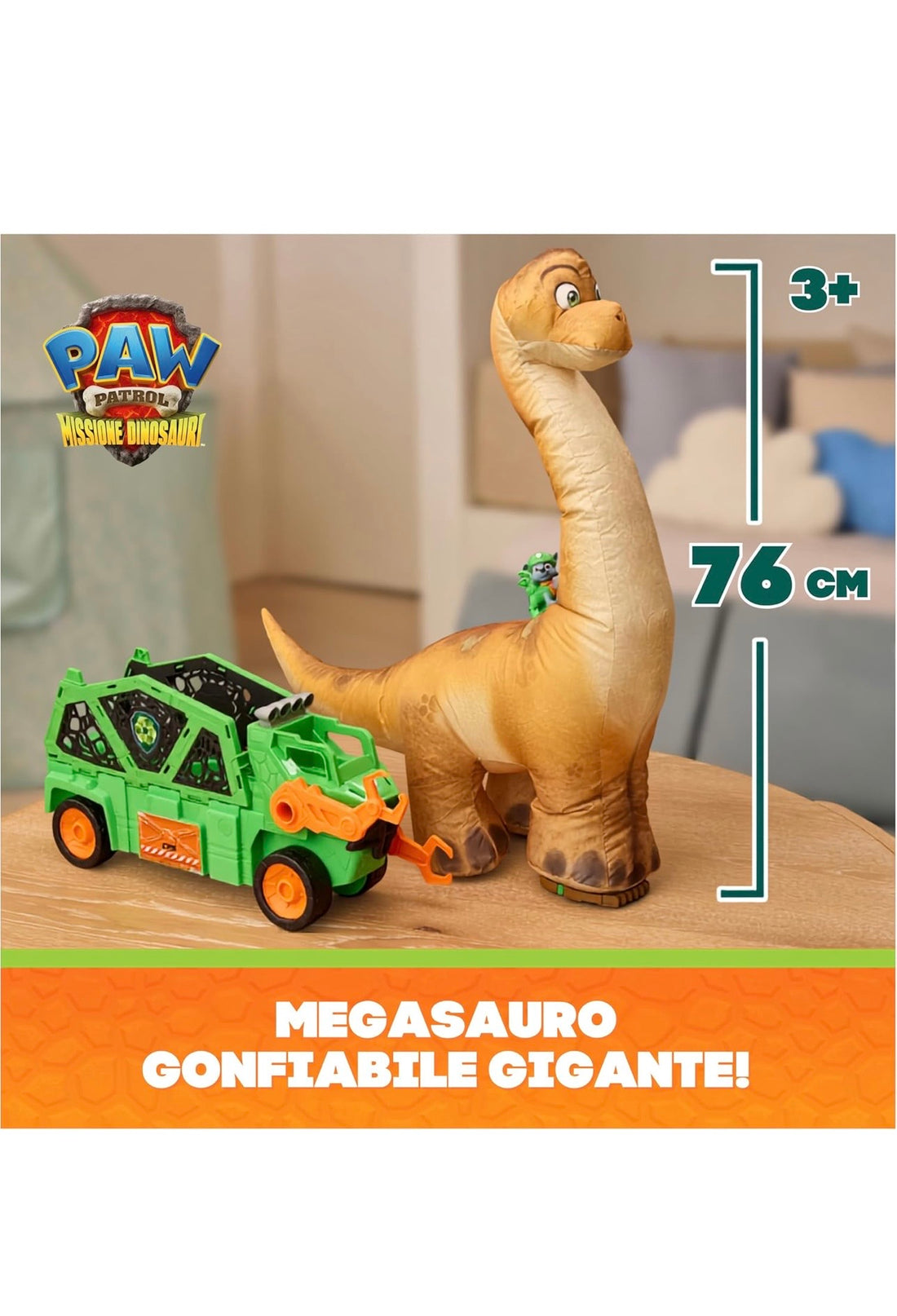 Paw Patrol- Megasaurus Dino veicolo con dinosauro gonfiabile con personaggio incluso