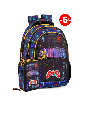 Julian Ross- Schoolpack Zaino Gamer+astuccio 3 zip completo